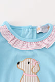 Blue puppy applique dress