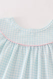 Blue pumpkin applique plaid dress