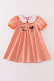Orange plaid halloween embroidery dress