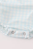 Blue plaid pumpkin embroidery boy bubble