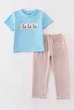 Blue duck embroidery boy set