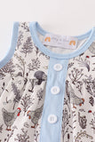 Blue stripe chicken print baby set
