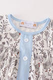 Blue stripe chicken print girl set