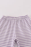 Purple Halloween spider embroidery stripe pants set