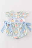 Blue pumpkin embroidery girl bubble