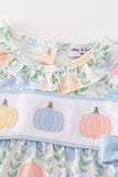 Blue pumpkin embroidery girl bubble