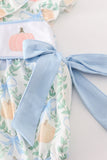 Blue pumpkin embroidery girl bubble