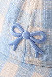 Blue plaid bow embroidery baseball cap
