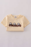 Yellow tractor french knot pants set