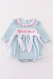 Blue bow embroidery girl bubble