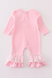 Pink gingerbread embroidery girl romper