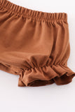 Brown deer embroidery girl bloomer set