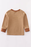 Brown deer embroidery boy top