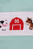 Red farm smocked pants set