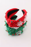 Red christmas snowflake embroidery adults headband