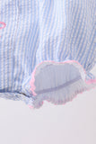 Blue Bow Embroidered Stripe Bubble