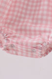 Pink strawberry embroidery gingham bubble