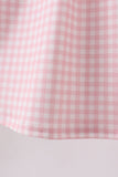 Pink strawberry embroidery gingham dress
