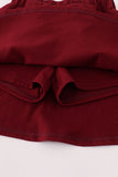 Maroon Mississippi embroidery bow skorts set