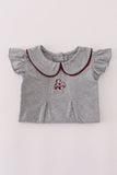 Maroon Mississippi embroidery ruffle pants set