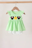 Light green character french knot ruffle bubble