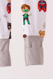 Grey character bamboo zipper romper