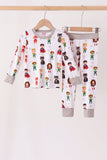 Grey character bamboo pajama set