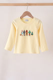 Beige character embroidery top