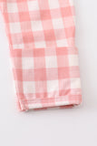 Pink plaid hairband baby gown