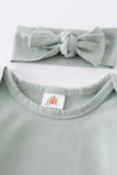 Sage head band baby gown