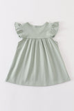 Sage basic ruffle top