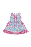 Pink floral plaid dress