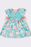 Mint plaid floral dress