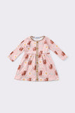 Pink cow plaid button dress