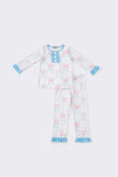 Pink floral bow ruffle pajamas set