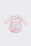 Pink pumpkin plaid ruffle bubble