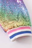 Ombre sequin bomber jacket