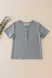 Teal button linen top