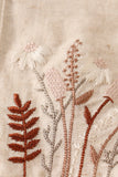 Beige linen floral embroidery  ruffle bubble
