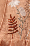 Coral linen floral embroidery ruffle bubble
