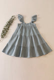 Teal tiered ruffle linen dress