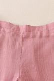 Purple linen ruffle shorts