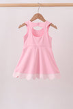 Pink Performance Bow Sash Scalloped Dress