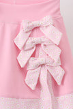Pink scalloped active skorts set