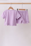 Lavender scalloped mom&me shorts set