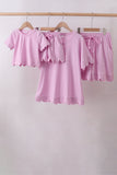 Pink scalloped mom&me shorts set