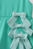 Green scalloped bow active dress