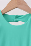 Green scalloped bow active dress