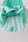 Green scalloped bow active dress