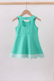 Green scalloped bow active dress